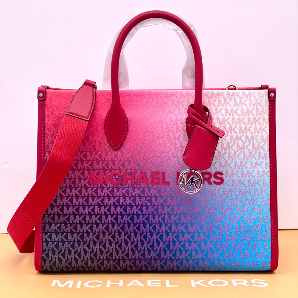 Michael kors purse medium Mirella shoulder tote dk raspberry - Picture 2 of 11